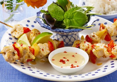 Kycklingspett med asiatisk citronsås