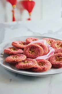 Beetroot Orange Butter Cookies With Almond Tuile