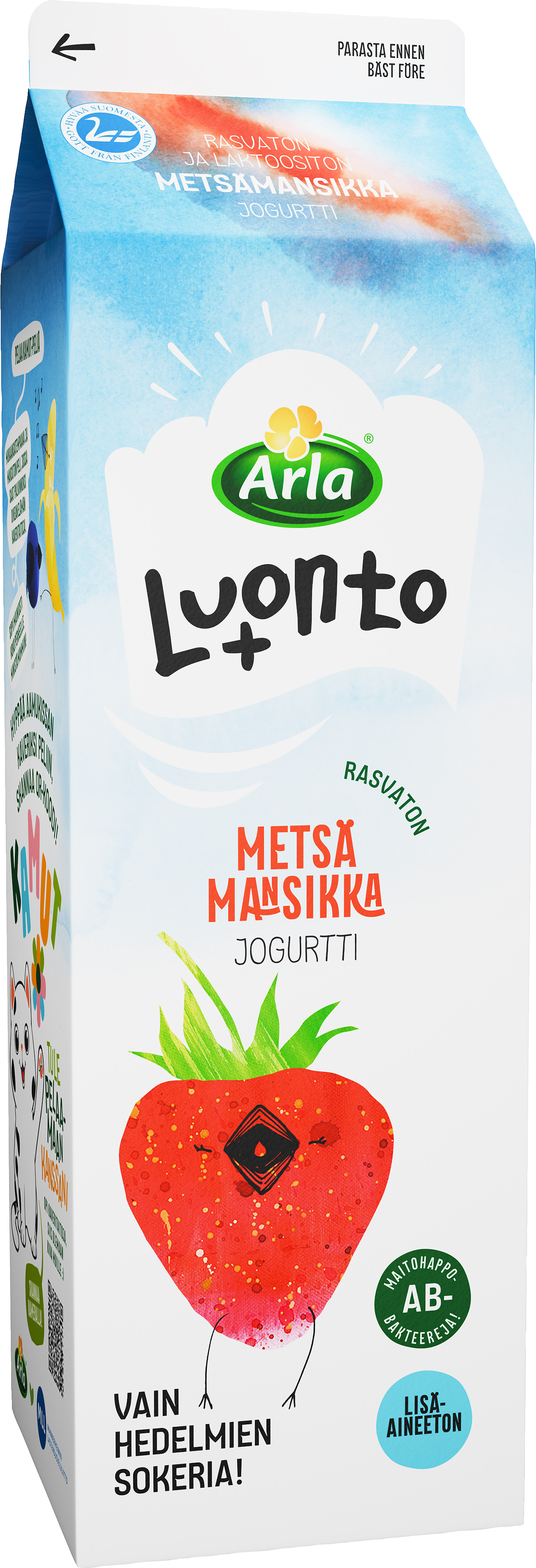 Arla Luonto+ AB rasvaton metsämansikkajogurtti 1kg laktoositon