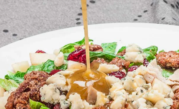 Chopped apple, candied pecan and Blue Cheese salad