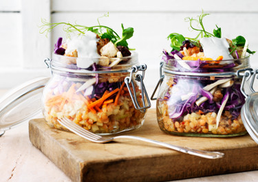 Lentil salad with croutons