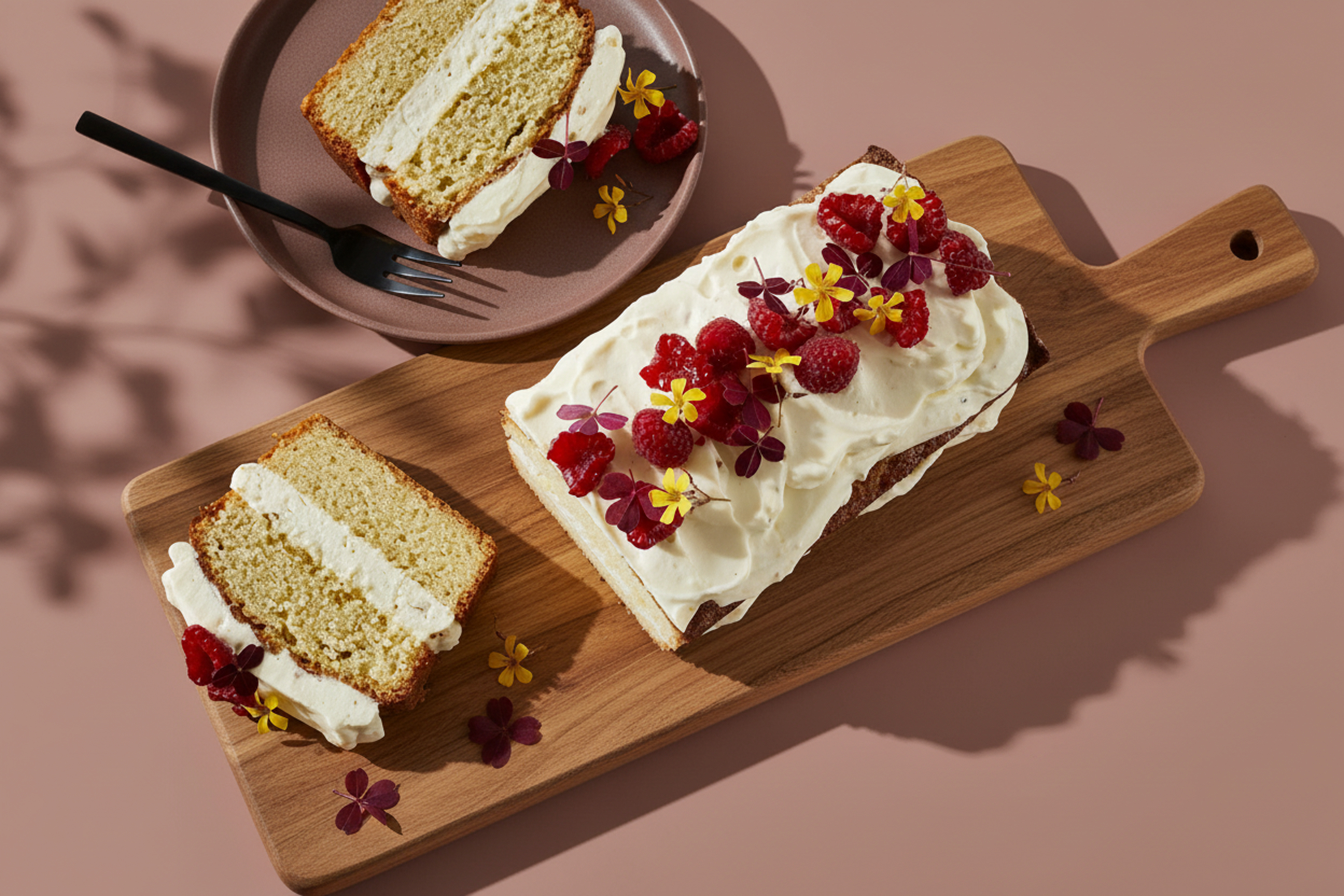 Loaf cake with pineapple cream cheese topping