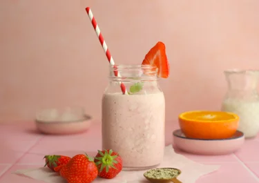 Proteinshake mit Erdbeere
