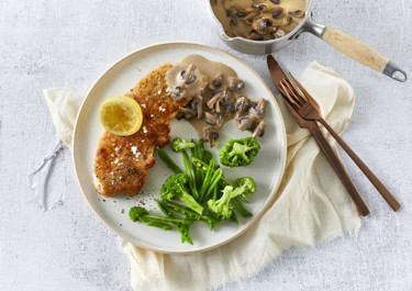 Kalkunschnitzel med champignonsauce