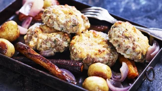 Färsbiffar med färskostgömma