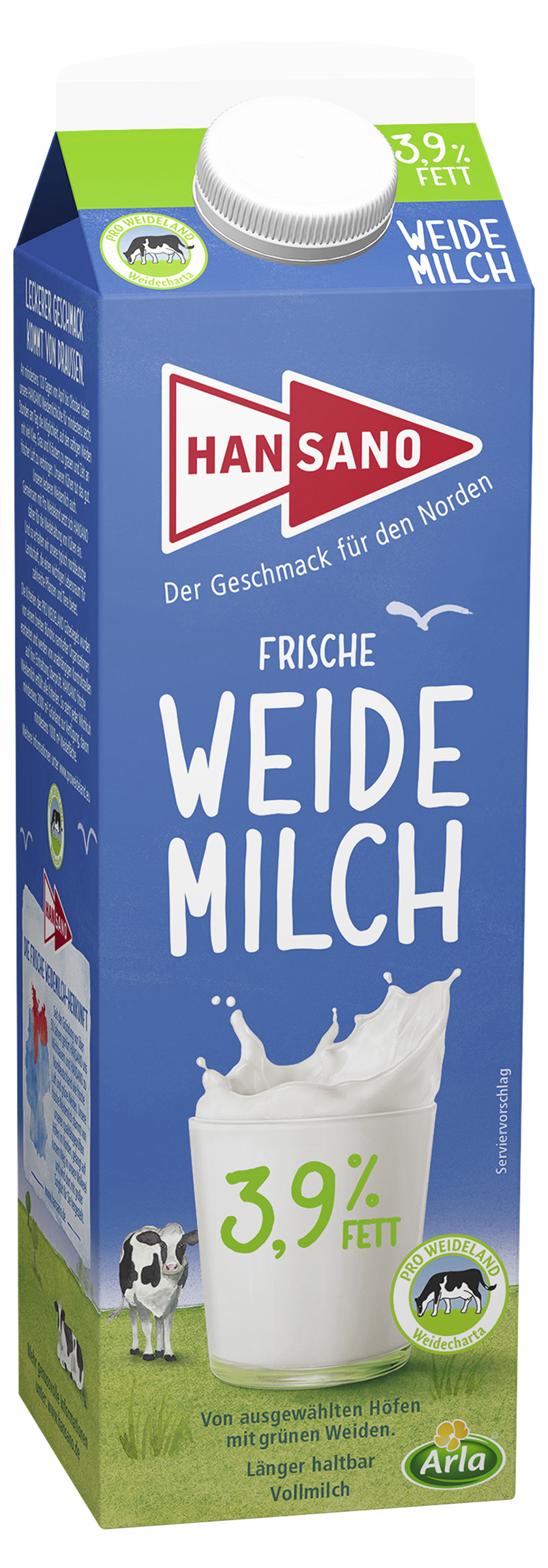 Hansano Frische Weidemilch 3,9% 1l