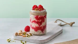 Framboos overnight oats zonder lactose