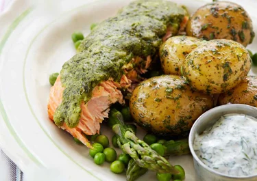 Grillad lax med osttäcke