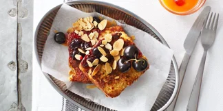 French Toast with Cherries and Roasted Almonds