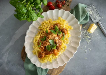 50/50 köttbullar i tomatsås med pasta