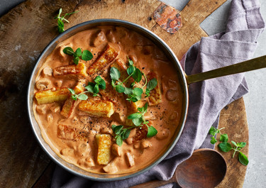 Stroganoff met kaas en champignons 