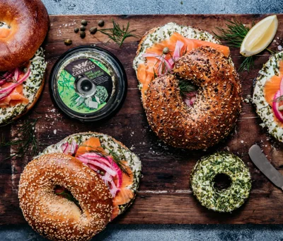 Bagel with Smoked Salmon & Castello Chive and Spring Onion Cream Cheese