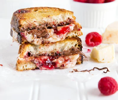 Raspberry and nutella stuffed grilled cheese