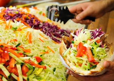 Naan Bread with Cabbage Salad