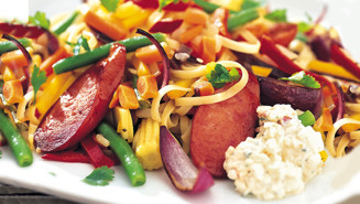 Wokpasta med KESO® Cottage cheese