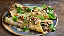 Crêpepannenkoeken met blauwe kaas