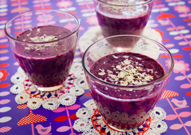 Banaani-mustikka-kaurasmoothie