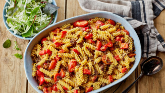 Pastafad med oksekød