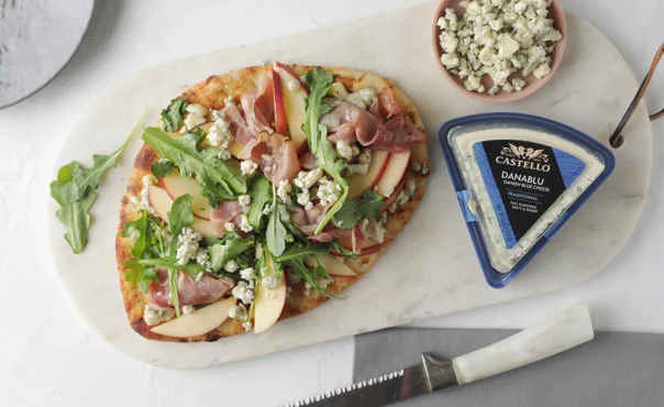 Blue Cheese Flatbread with Apple and Prosciutto