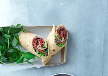 Wrap med roastbeef og peberrodsskyr