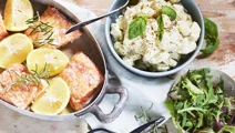 Ugnsbakad lax med enkel potatissallad