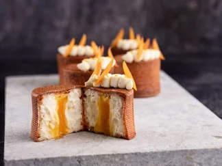 Choux med cream cheese crème og abrikos-bergamotte broken gel