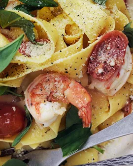 Prawn pappardelle