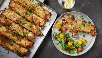 Crêpes med svamp och lökfyllning