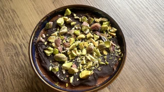Dubai chocolate protein pudding