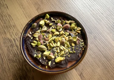 Dubai chocolate protein pudding