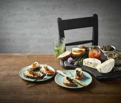 Double Cream Brie and Blue crostini