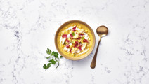 Lactose-free chowder soup with fish 