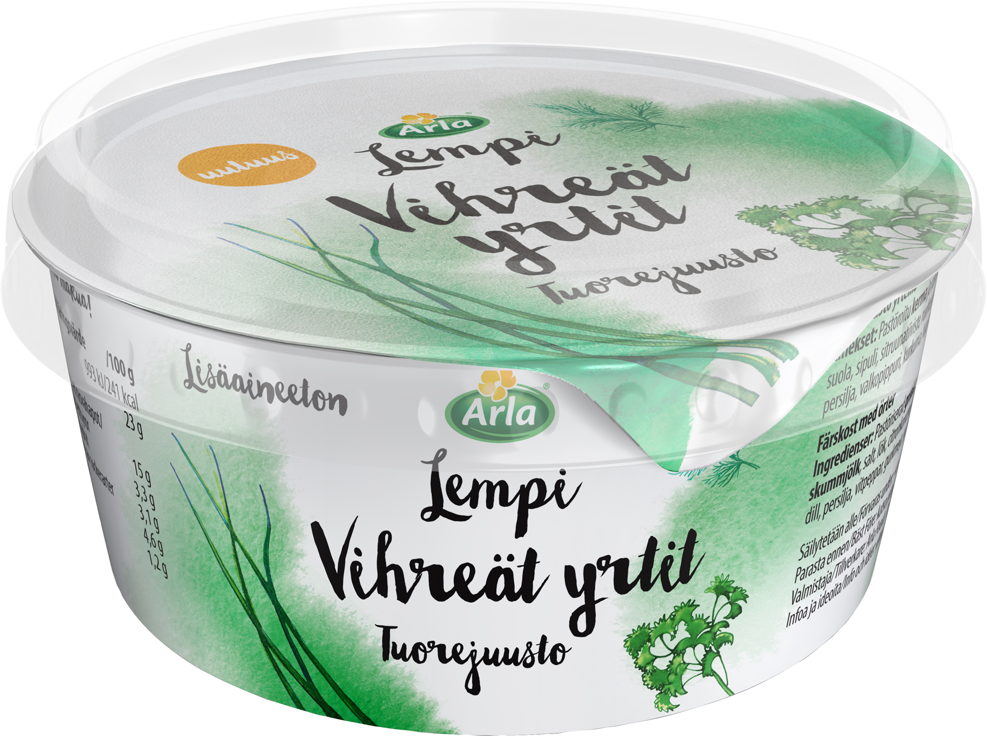 Arla Lempi tuorejuusto vihreät yrtit 160g