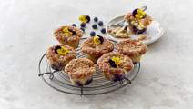 Blauwe bessen cheesecake muffins 