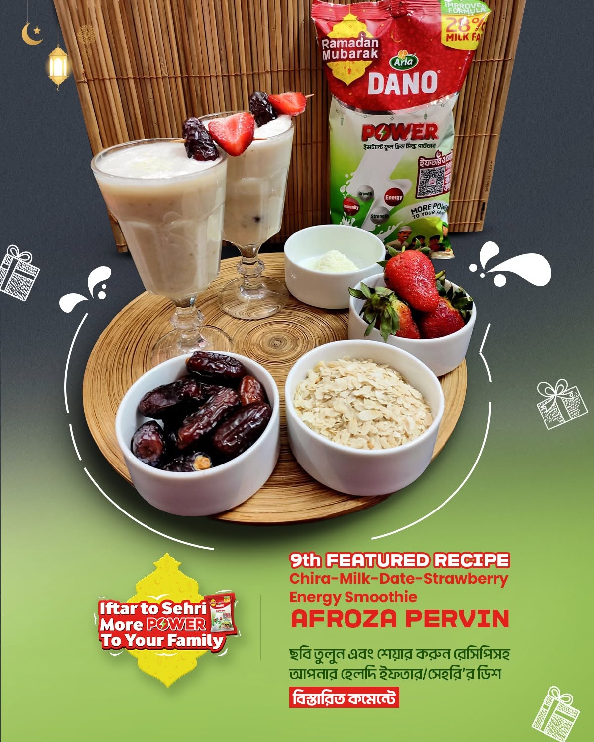 Chira-Milk-Date-Strawberry Energy Smoothie 