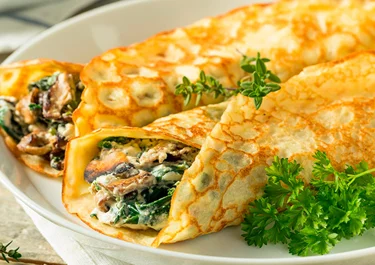 Crepe de espinacas con Arla queso de untar Natural