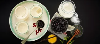 Lemon Verbena & Vanilla Parfait With Baked Blackcurrants