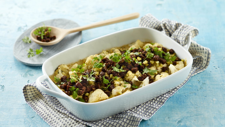 Blomkål med krydret fløde og ost