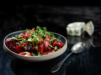 Rodfrugter med brunet smør og Castello vinaigrette