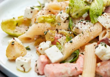 Salmon and mushroom pasta