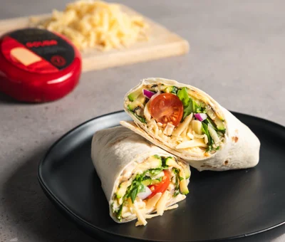 Gouda & Grilled Zucchini Hummus Wraps