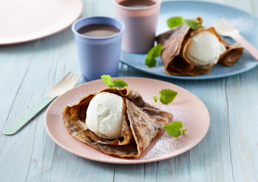 Kakaopandekager med is