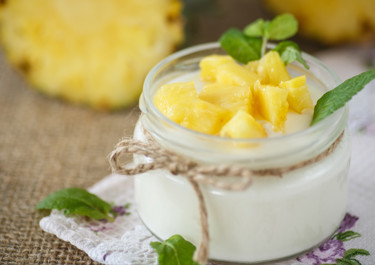 Pineapple Milk with Cream Cheese and Mint