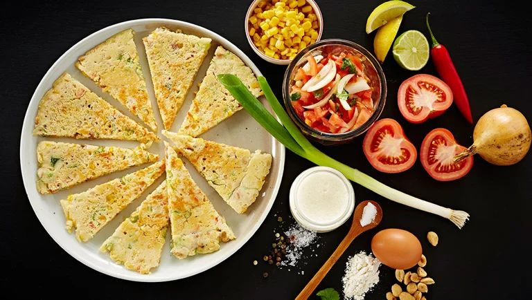 Majspandekage med tomat-koriandersalsa