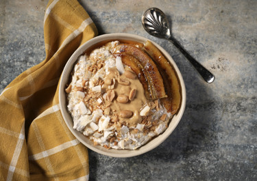 Overnight oats med banan och jordnötssmör