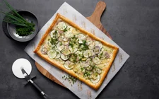 ZUCCHINI SUMMER PUFF PASTRY TART WITH CASTELLO CREAMY HAVARTI