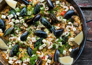 Seafood paella
