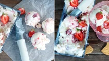Aardbeien cheesecake ijs