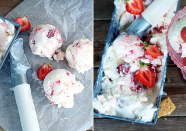 Mansikka-juustokakkujäätelö