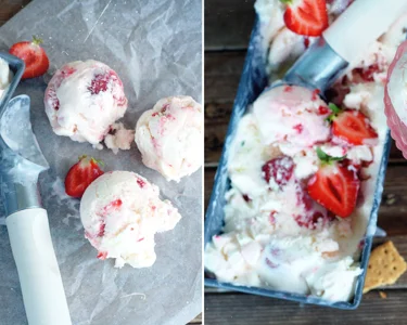 Erdbeer-Käsekuchen-Eiscreme